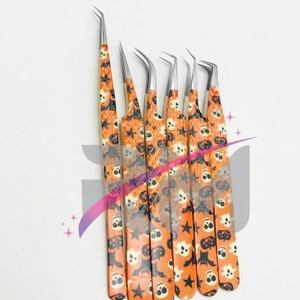 RMI แหนบต่อขนตาสีเงิน/แหนบเคลือบกระดาษดีไซน์ฮาโลวีนพร้อมขาตั้ง - Product Image 3