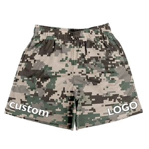 2025 Premium Quality <b>Men's</b> Quick Dry Seamed Mesh <b>Shorts</b> Custom Logo <b>Camouflage</b> Printed Zipper Pocket XS Size Woven Weaving - Product Image 1