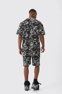 Haute qualité surdimensionné col étendu béton imprimé T-shirt & ensemble court T-shirt & Shorts ensemble hommes décontracté Twin ensembles séchage rapide ensemble - Product Image 2