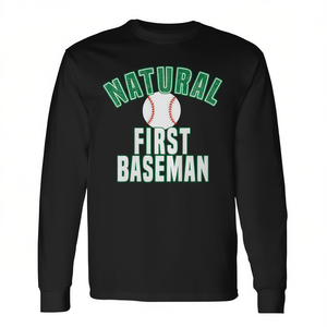 Camiseta Deportiva de Manga Larga para Niños, Diseño Natural de Primera Base de Softbol - Product Image 2