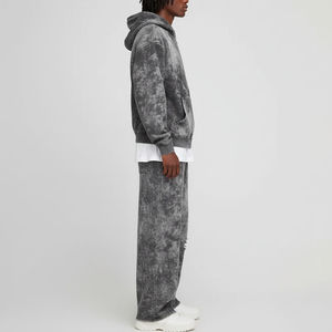 Conjuntos Deportivos de Algodón para Hombre, Pantalones Deportivos con Estampado y Sudadera con Cremallera, Ropa Deportiva Informal, Conjuntos Deportivos con Lavado Ácido para Hombre - Product Image 2