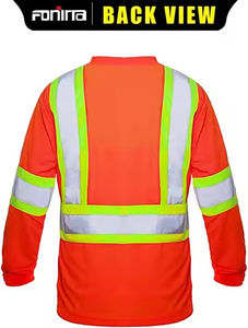 เสื้อเชิ๊ตแขนยาวสะท้อนแสงเรืองแสงมองเห็นได้ชัดเจนเสื้อผ้าทำงานโพลีเอสเตอร์แห้งเร็วชุดทำงาน - Product Image 3