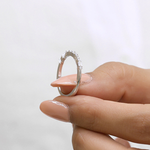 Baguette & ทรงกลมเพชรโมซิสซาไนท์สีสดใสครึ่งนิรันดร์งานแต่งงานสำหรับผู้หญิงสีทองขาว18K - Product Image 5