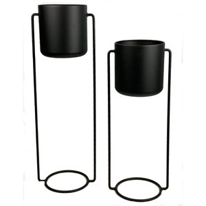 Maceta negra de lujo de metal de alta calidad con soporte Fr Home & Garden Decor de India - Product Image 4