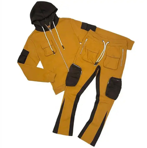 Chándal de talla grande con logotipo personalizado bordado con serigrafía, chándal de talla grande estirable para hombre, conjuntos cortos de 2 piezas para correr - Product Image 1