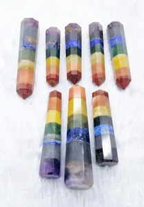 Pierre d'agate naturelle des sept chakras, cristal de guérison Reiki, baguette obélisque, pointe pour la méditation des chakras Vastu, forme de crayon - Product Image 4