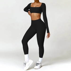 Customize Casual Design Workout Tracksuit Premium Breathable Women 2 Piece Set Stylish Slim Fit Trending Gym Yoga Set - Product Image 2