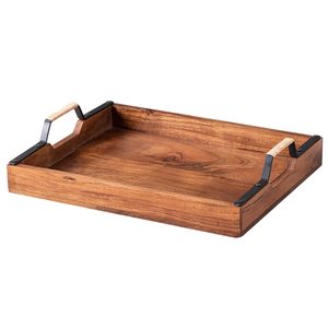 Bandeja de servicio de madera con acabado de nogal, vajilla personalizada, comida, desayuno, Pasta, platos, bandejas, bandeja de servicio de madera - Product Image 1
