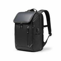Sac à dos pour ordinateur portable en polyester à chargement solaire avec port USB et fermeture éclair, grande capacité, pour voyages d'affaires, pour hommes