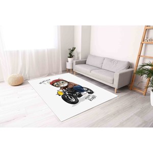 Cat Motorcycle Round <b>Rug</b>: Anti-Slip Accent Carpet,<b>Chenille</b> <b>Rug</b> - Product Image 3
