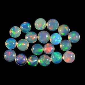 Opale de feu éthiopienne naturelle, cabochon en pierre précieuse, multicolore, 7 mm, évaluée par un tiers pour la fabrication de bijoux - Product Image 2
