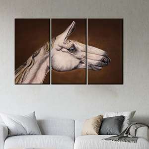 Tableau sur toile moderne avec impression de cheval surréaliste, décoration murale abstraite, 3P : encadré - Product Image 1