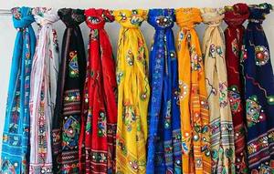 Espejo de aluminio bordado trabajo Dupatta bufandas coloridas Ropa Étnica chales indio paquistaní bufanda algodón chal Chunni pañuelo para la cabeza - Product Image 6