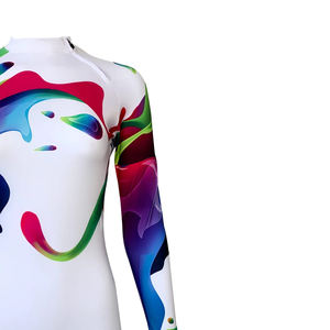 ชุดว่ายน้ำเล่นฟิตเนสของผู้หญิงผ้ายืดผื่นป้องกันผื่นแขนยาวออกแบบโลโก้ได้ตามต้องการ - Product Image 3