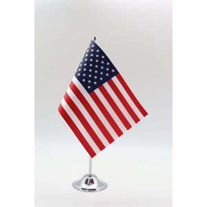 Drapeau américain imprimé numériquement pour le bureau, en tissu, avec mât en aluminium - Product Image 1
