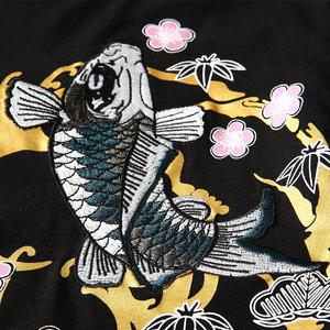 Camiseta Floral Koi Carp Sukajan 100% Algodón Manga Corta Corte Holgado Diseño Sólido Tejido No Tejido Venta en Línea Hecho en Pakistán - Product Image 5
