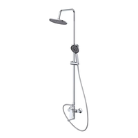 Système de douche mural moderne 3 fonctions en laiton chromé avec douchette pluie, bec verseur et mitigeur à douchette à main
