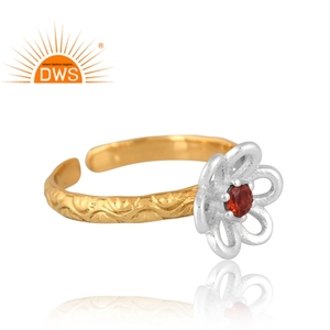 Vintage Design <b>Brass</b> 18K Gold Plated Natural Garnet Gemstone <b>Ring</b> For Women Custom Jewelry For Women Gift For Her - Product Image 4