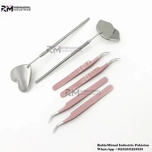 RMI แหนบหนีบขนตาสแตนเลสพร้อมชุดกระจกสำหรับต่อขนตาที่แข็งแรงสีชมพูพร้อมชุดกระจก - Product Image 6