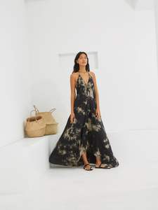 Mujeres atractivas Tie Dye vestido bohemio playa largo sin mangas Maxi cuello en V profundo Sexy de talla grande verano señoras Maxi para mujeres - Product Image 2