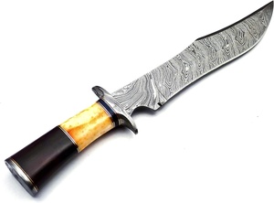 Couteau bowie fait main en acier Damas avec manche en os de chameau et gaine en cuir fin couteau Viking couteau d'extérieur prix de gros - Product Image 4