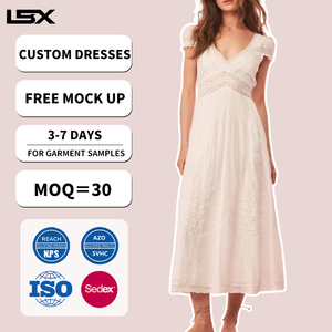 Último Modelo 2026 Vestido <span class=keywords><strong>de</strong></span> Verano Casual con Estampado <span class=keywords><strong>de</strong></span> Rayas y Parches, Cuello en V, Manga Tres Cuartos con Volantes y Cintura <span class=keywords><strong>Imperio</strong></span> - Product Image 1