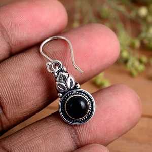 Pendientes Colgantes de Plata de Ley 925 Hechos a Mano con Ónix Negro, Diseño de Hoja Oxidada, Pendientes de Gancho para Mujer, Estilo Bohemio Hippie para Bodas y Fiestas - Product Image 4