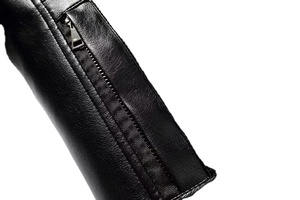 <b>Men's</b> Casual Winter High Street Style PU Leather <b>Jacket</b> with Stand Collar and <b>Velvet</b> Detail Plus Size Hooded <b>Jacket</b> - Product Image 5