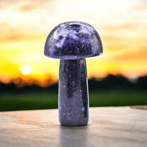 Champignon de lépidolite sculpture en cristal naturel pierre de guérison Mini figurine de pierres précieuses pour la décoration intérieure et les cadeaux d'énergie Reiki - Product Image 4