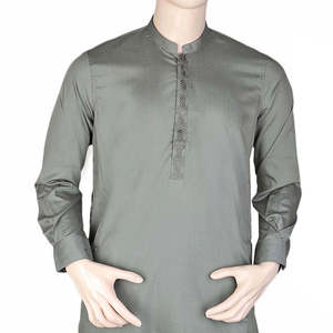 Shalwar Kameez brodé à col bandoulière pour homme - Vert - Product Image 2