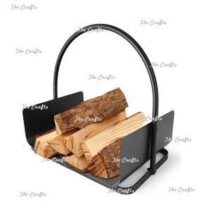 Classic Design Log Holder <b>Rack</b> With Handle Handmade Iron Black Color <b>Firewood</b> Storage <b>Rack</b> At Affordable Price - Product Image 1