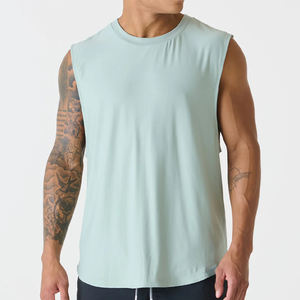 เสื้อกล้าม96% 4% โพลีเอสเตอร์สำหรับผู้ชายเสื้อกล้ามใส่เล่นยิมผ้าสแปนเด็กซ์พื้นหอยเชลล์โลโก้ตามสั่ง - Product Image 5