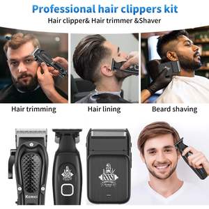 Kit de Corte de Pelo Eléctrico Inalámbrico para Barbería, Recargable, Afeitadora y Recortadora Húmeda/Seca para Barba de Hombre, con Batería - Product Image 2