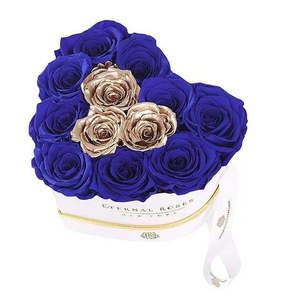 Caja de Regalo Chelsea Royal Gold Rose con Flor Eterna Preservada en Forma Cuadrada de Estilo Romántico para el Día de San Valentín y el Día de la Madre - Product Image 1