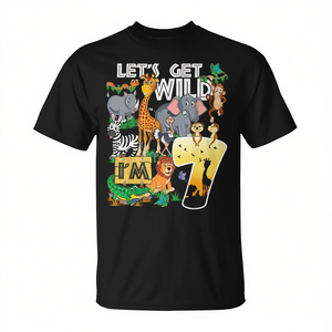 Camiseta de Fiesta de 7.º Cumpleaños para Niños, Safari Zoo 'Vamos a Ser Salvajes, Tengo 7' Años, Camiseta Promocional Infantil - Product Image 2
