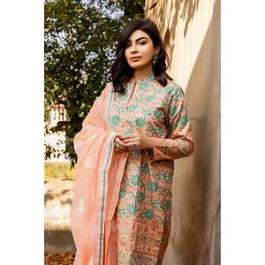 Ensemble de costume 3 pièces en velours côtelé imprimé pour femmes, couleur pêche - Product Image 4