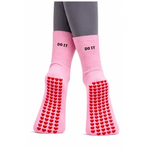 Chaussettes de yoga et de Pilates fines en silicone rose antidérapantes - Product Image 1