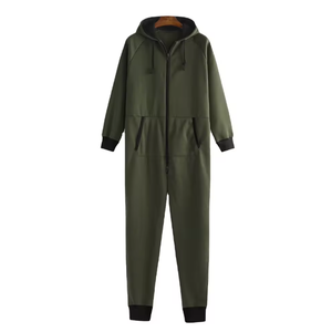 จั๊มสูทผ้าฟลีซหนาสำหรับผู้ชายชุดนอนแขนยาวมีฮู้ดสำหรับใส่อยู่บ้านแบบชิ้นเดียวสำหรับฤดูหนาวงานตามสั่ง - Product Image 3