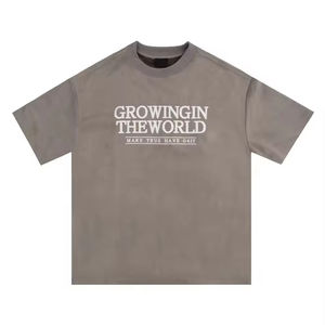 T-shirt personnalisé de coupe carrée délavé à l'acide, poids lourd du fabricant, t-shirt imprimé surdimensionné, technique de chute d'air - Product Image 1