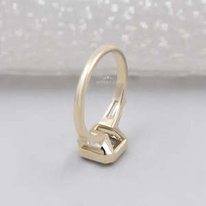 IGI Certified Engagement <b>Ring</b> with Asscher Cut Three Stone Design Bezel Set <b>Diamond</b> <b>Ring</b> - Product Image 4