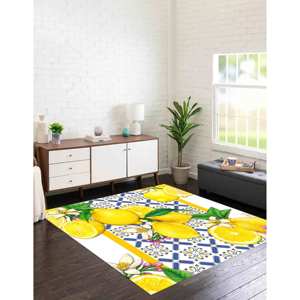 Tapis imprimé jaune citron moderne pour l'été, décoration douce pour cuisine intérieure, tapis à poils doux - Product Image 2