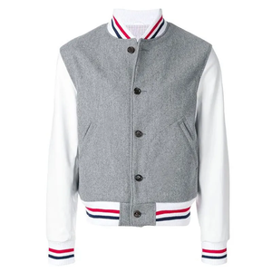 Veste universitaire respirante OEM pour hommes avec broderie en chenille et manches en cuir Veste de baseball américaine tendance personnalisée - Product Image 6