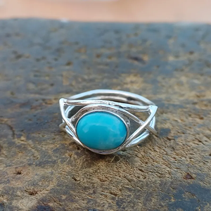 Gran oferta, anillo de piedras preciosas hecho a mano de Plata de Ley 925, joyería Larimar Original para bodas, suministro al por mayor - Product Image 1