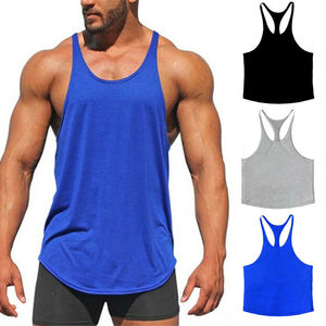 Venta al por mayor de camisetas sin mangas para hombre con logotipo personalizado de poliéster para entrenamiento gimnasio Y espalda para hombre Camiseta sin mangas con tirantes - Product Image 1