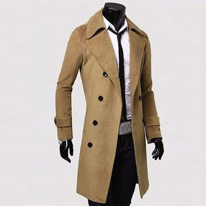Abrigo de lana de doble botonadura para hombre, corte ajustado, chaqueta larga, abrigo informal de negocios, elegante abrigo de invierno con solapa de muesca - Product Image 3