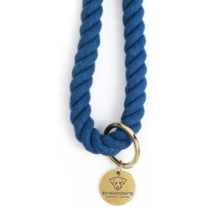Correa para Perro de Cuerda de Algodón Hecha a Mano con Diseño Ombre Azul, Correa Trenzada Mediana para Pasear y Entrenar Mascotas con Patrón Sólido - Product Image 4