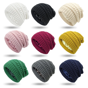 2024 Premium femmes épais gros câble tricoté hiver chaud bonnet chapeau casquette Logo personnalisé haute qualité doublure voyage crâne bonnets - Product Image 6