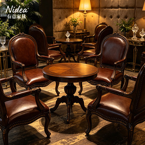 <span class=keywords><strong>Fauteuil</strong></span> classique français en bois massif sculpté, <span class=keywords><strong>fauteuil</strong></span> d'appoint de luxe en <span class=keywords><strong>cuir</strong></span> bordeaux avec garniture cloutée - Product Image 5