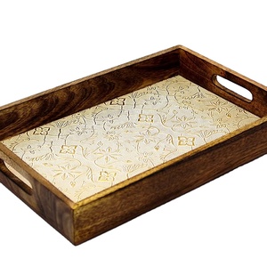 Bandejas de madera para servir de calidad superior Bandeja larga para café Bandeja para servir de gran tamaño Vajilla Precio al por mayor Platos para servir - Product Image 1