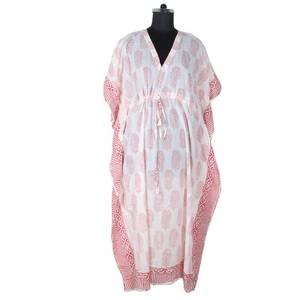 Caftan long pour filles Caftan longue taille en coton/Caftan vêtements en coton Caftan robe pour femmes Caftan imprimé à la main Fait à la main - Product Image 5